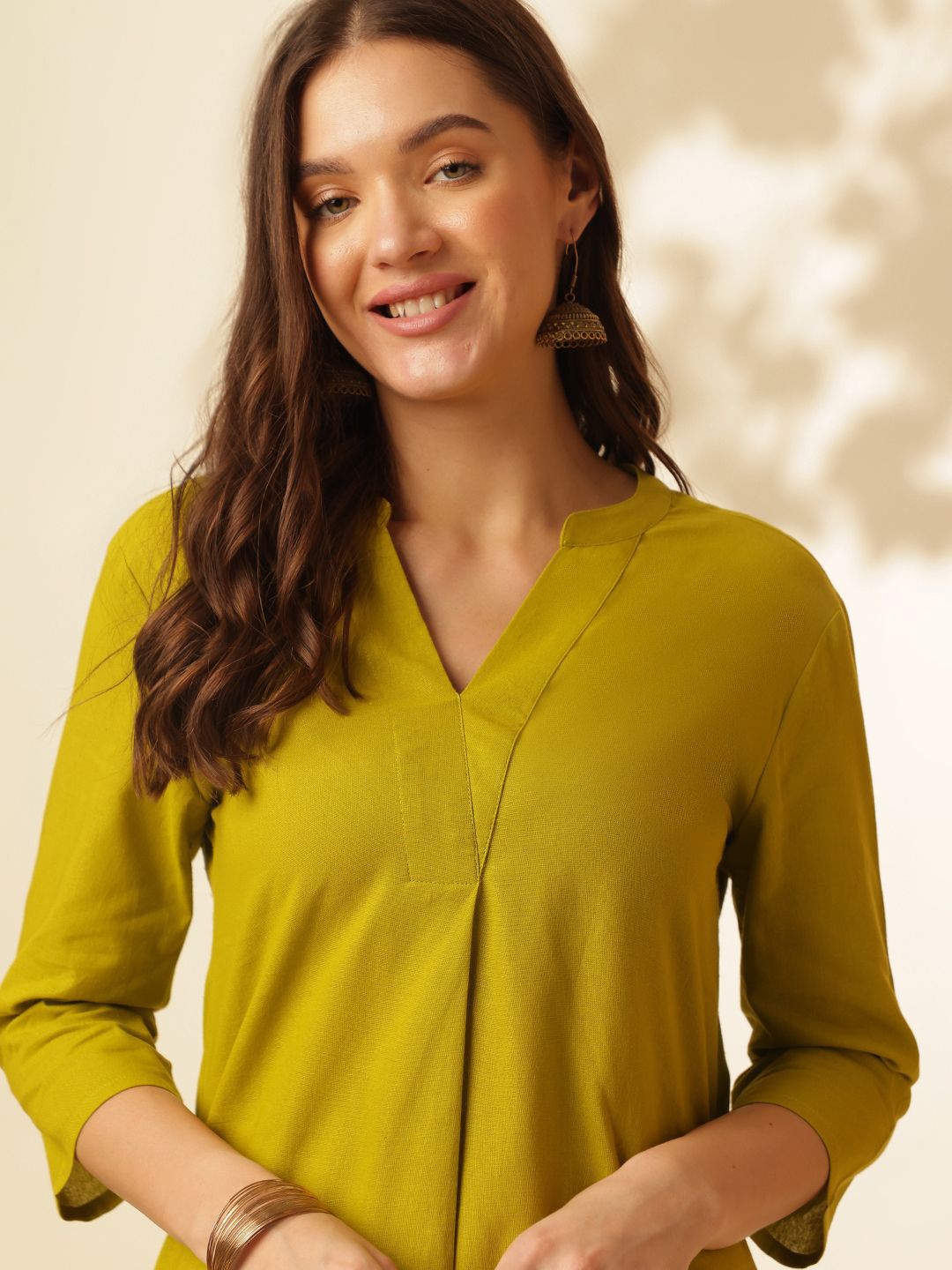 Anouk Pure Cotton Pleated Straight Kurta & Trouser