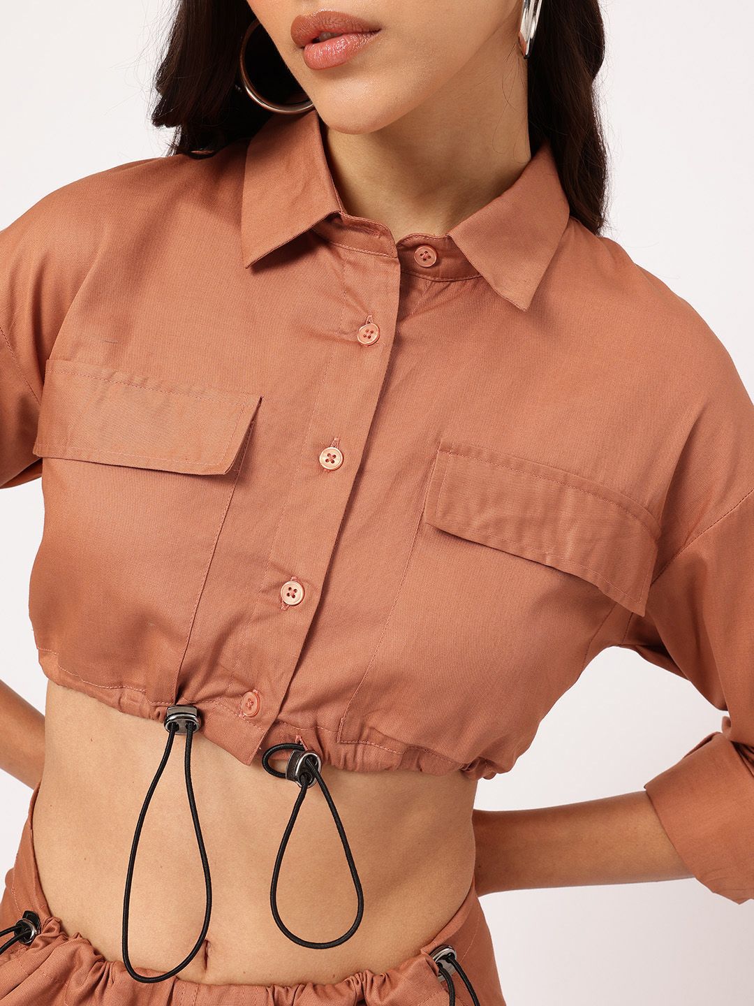 DressBerry Urban Eclectic Crop Shirt & Parachute Pants Co-Ords with Toggles