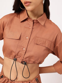 DressBerry Urban Eclectic Crop Shirt & Parachute Pants Co-Ords with Toggles