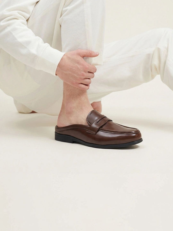 MONKSTORY Atelier 1930 Penny Loafer Mules - Cognac Brown