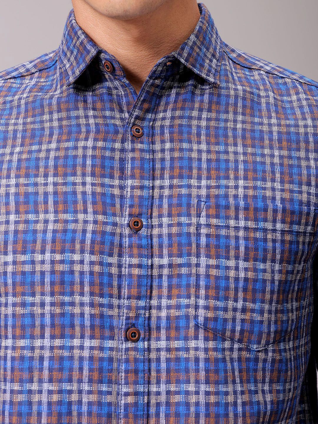 The Indian Garage Co Men Cutaway Collar Checked Cotton Slim Fit Casual Shirt