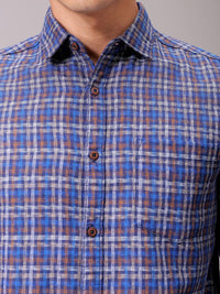 The Indian Garage Co Men Cutaway Collar Checked Cotton Slim Fit Casual Shirt