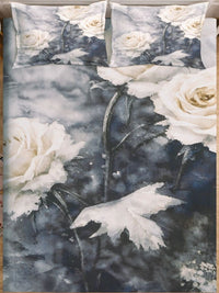 Myntra Elegant Homes Grey & White Floral 400 TC King Bedsheet with 2 Pillow Covers