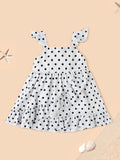 Nauti Nati Polka Dot Printed Flutter Sleeve Layered A-Line Dress