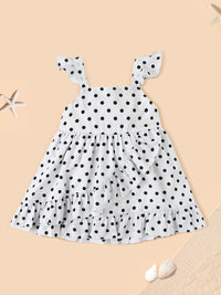 Nauti Nati Polka Dot Printed Flutter Sleeve Layered A-Line Dress