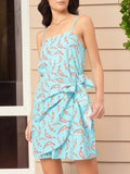 DressBerry Whimsical Wonder Printed Strappy Mini Wrap Dress