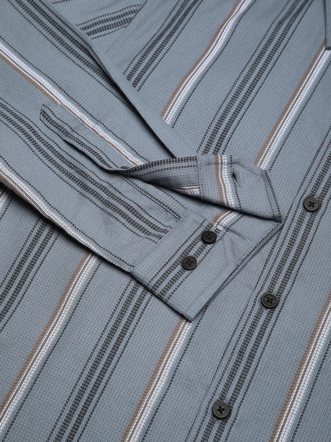 VASTRADO Men Classic Slim Fit Vertical Striped Spread Collar Cotton Casual Shirt
