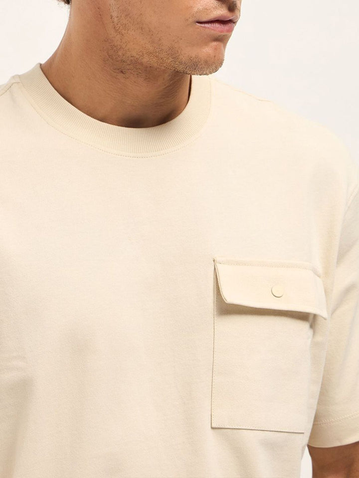 THE BEAR HOUSE Men Typography Printed Round Neck Oversized T-shirt