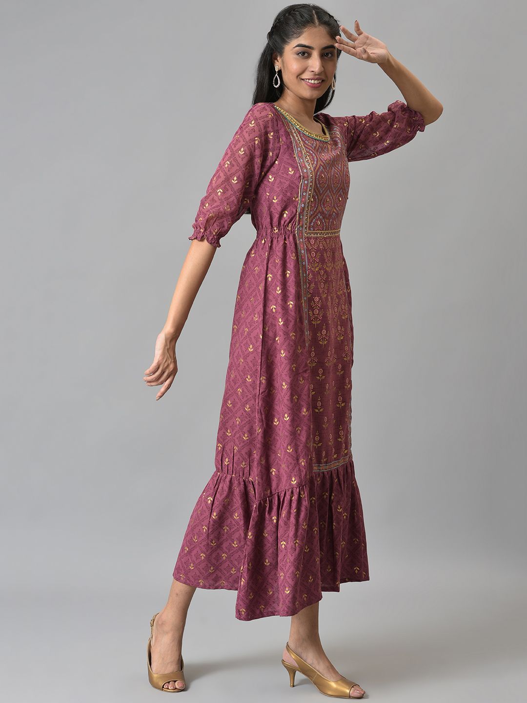 AURELIA Ethnic Motifs Print A-Line Maxi Dress