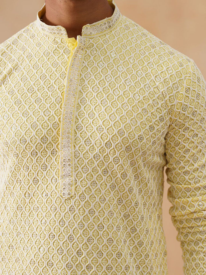 Jompers Men Geometric Printed Festive Pure Cotton Straight Kurta