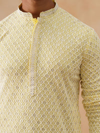 Jompers Men Geometric Printed Festive Pure Cotton Straight Kurta