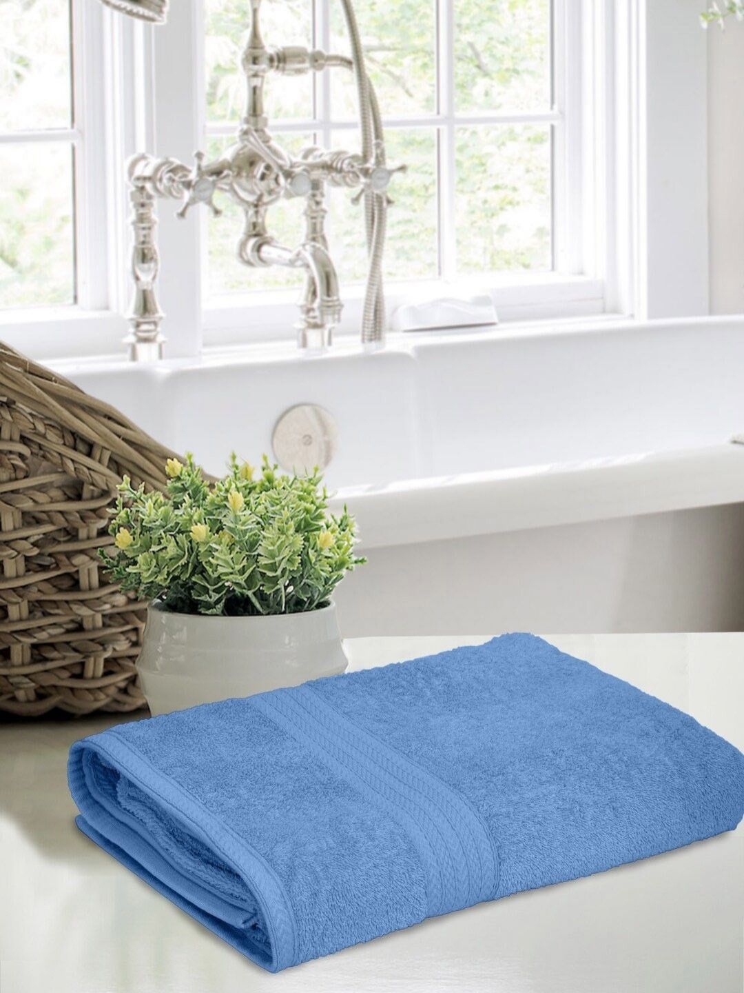 BOMBAY DYEING Blue Cotton 450 GSM Bath Towel