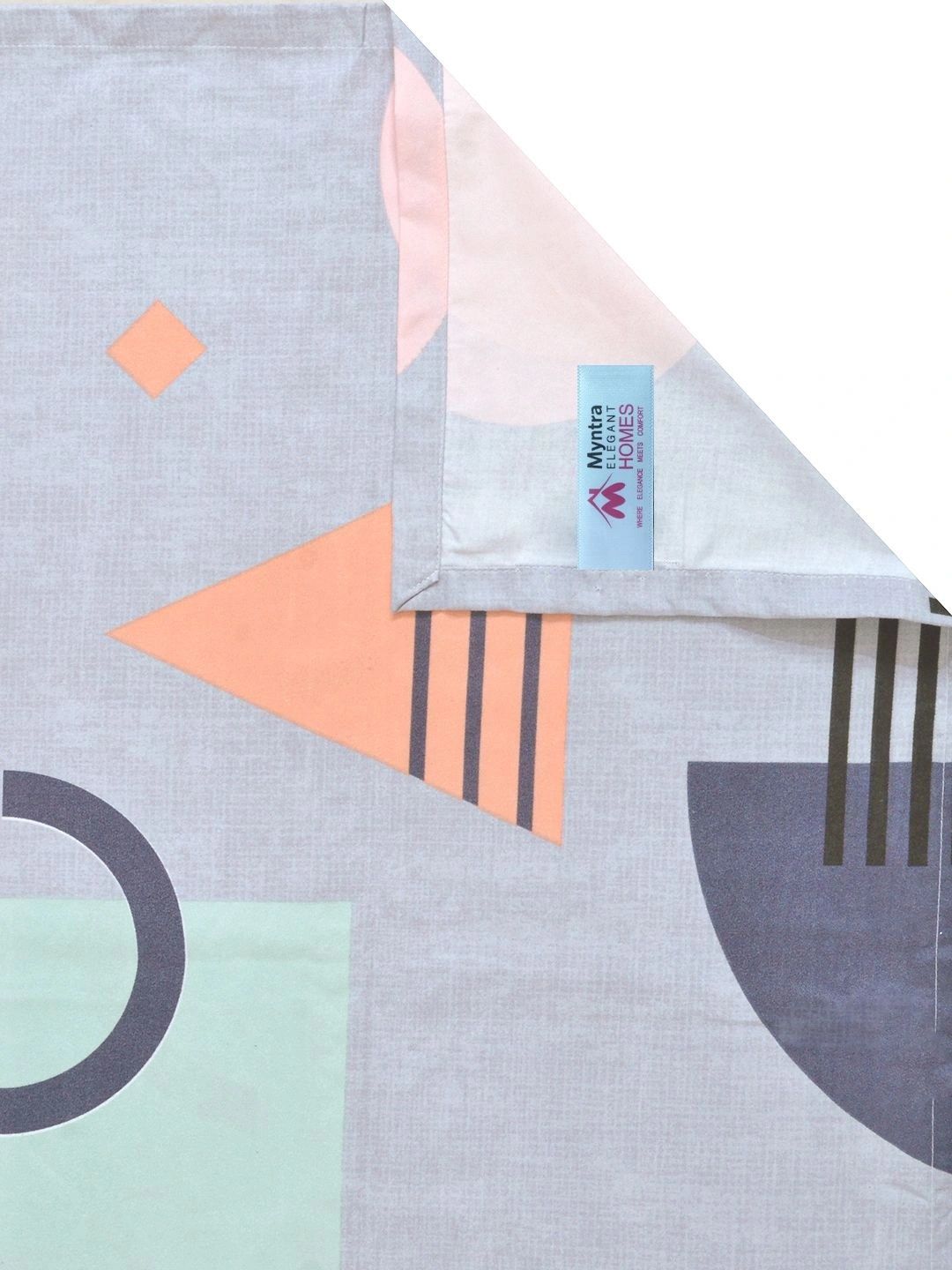 Myntra Elegant Homes Grey Geometric 300 TC King Double Bedsheet with 2 Pillow Covers