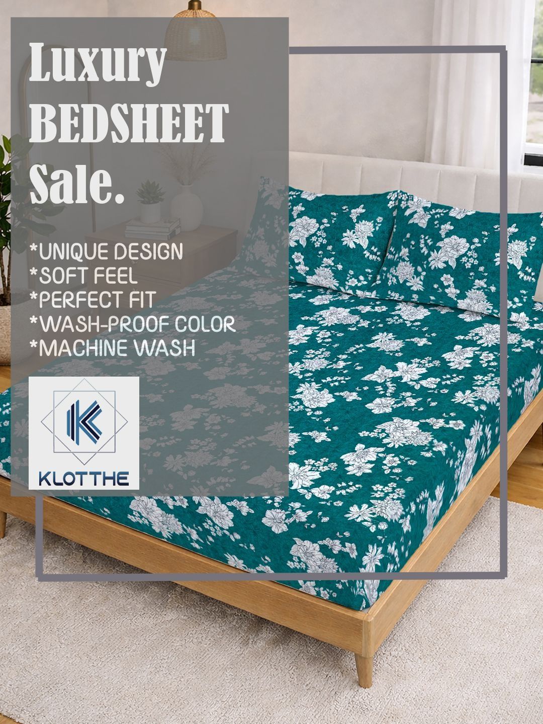KLOTTHE Green Floral 300 TC Cadar King