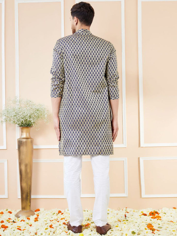 See Designs Ethnic Motifs Woven Design Long Sleeves Regular Straight Kurta & Pyjama