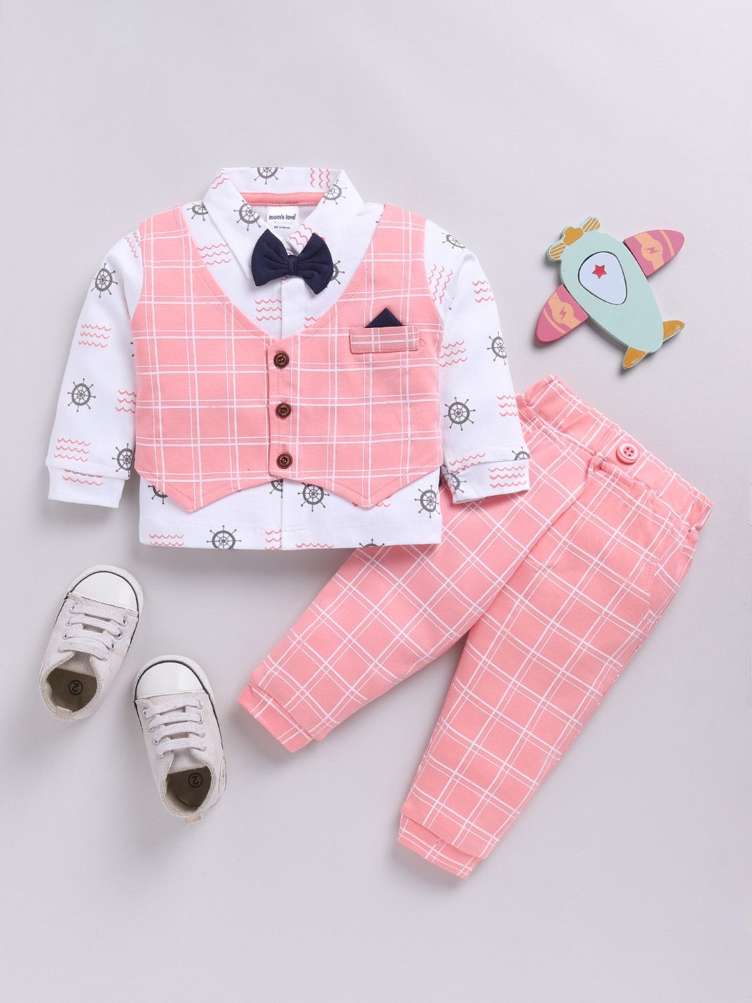 Moms Love Boys Checked Shirt with Trousers