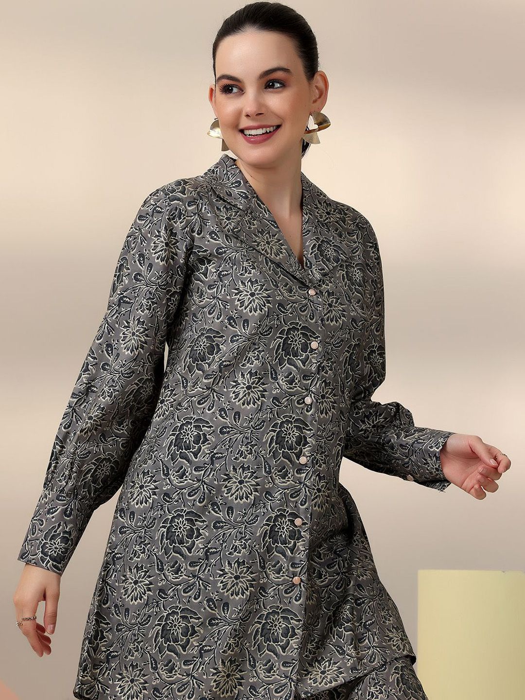 Libas Floral Printed Long Sleeves Shirt With Trousers