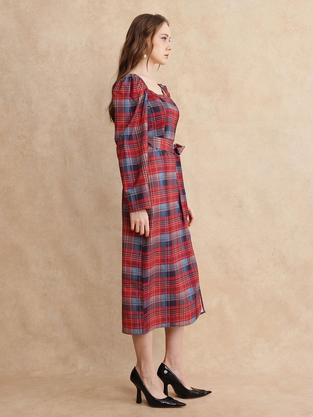 RAREISM Women Checked A-line Midi Dress