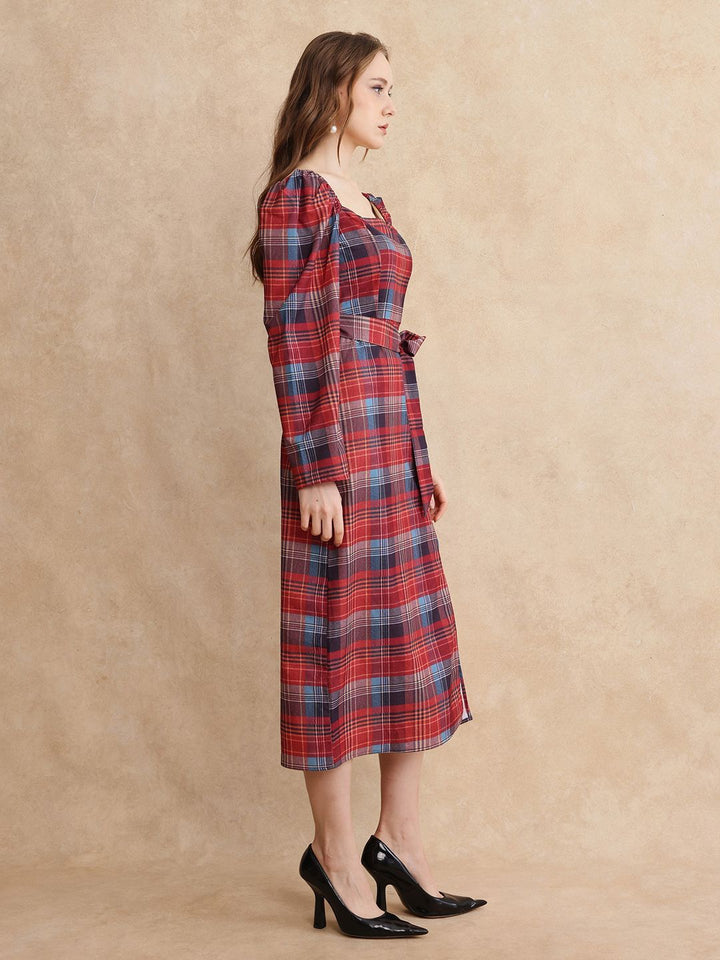 RAREISM Women Checked A-line Midi Dress