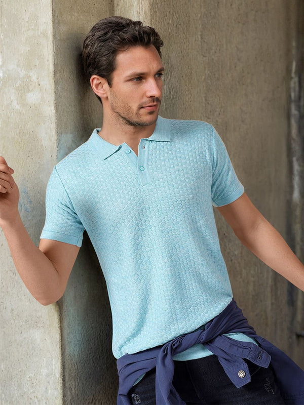 The Indian Garage Co Self Design Shirt Collar Acrylic Pullover Sweater