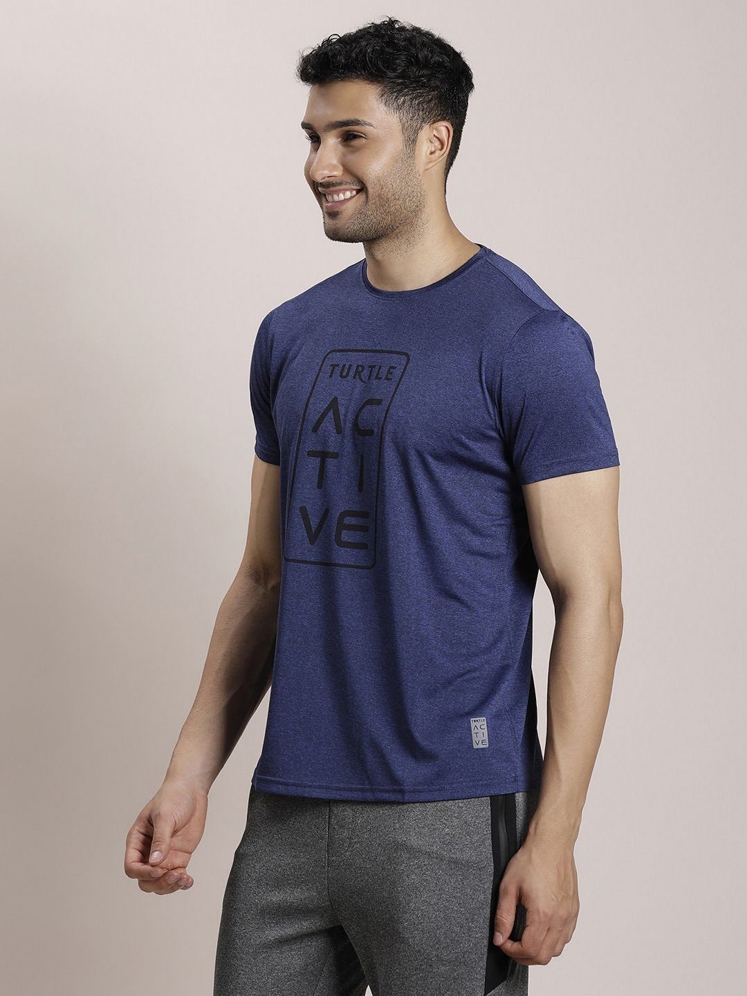 Turtle Men Typography Printed Round Neck Slim Fit T-shirt
