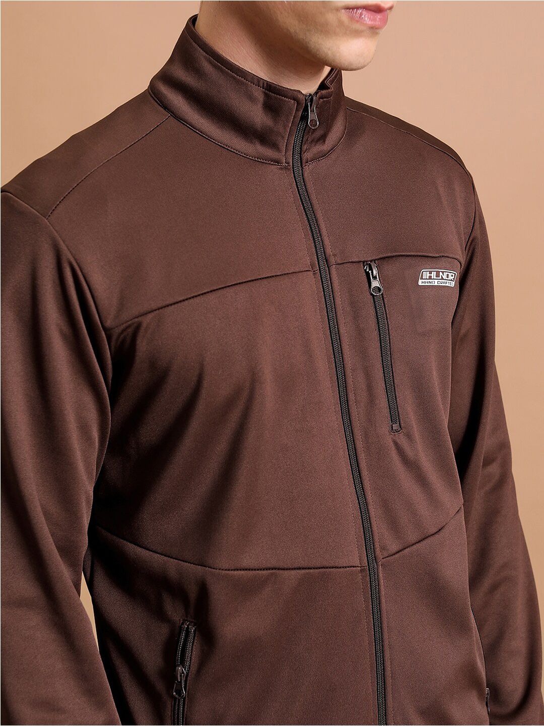 HIGHLANDER Brown Mock Collar Sporty Jacket