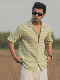 Powerlook Men Geometric Printed Cuban Collar India Slim Casual Shirt