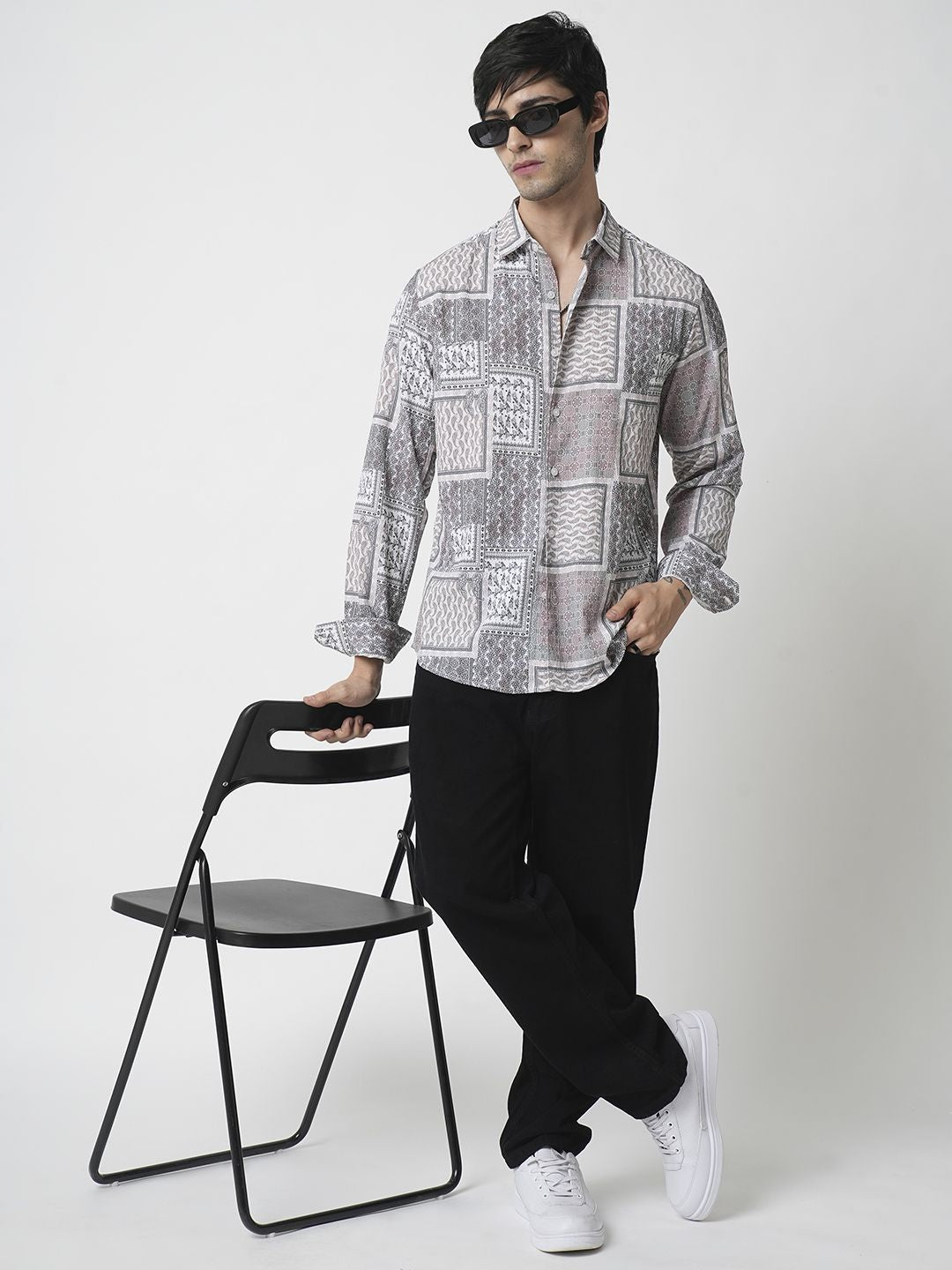 VASTRADO Men Classic Spread Collar Abstract Printed Slim Fit Casual Shirt
