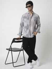 VASTRADO Men Classic Spread Collar Abstract Printed Slim Fit Casual Shirt