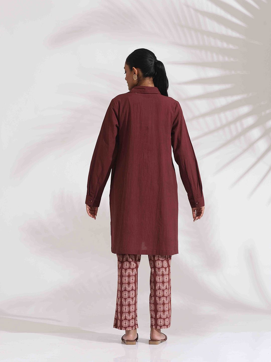 trueBrowns Shirt Collar Cotton Tunic with Trouser