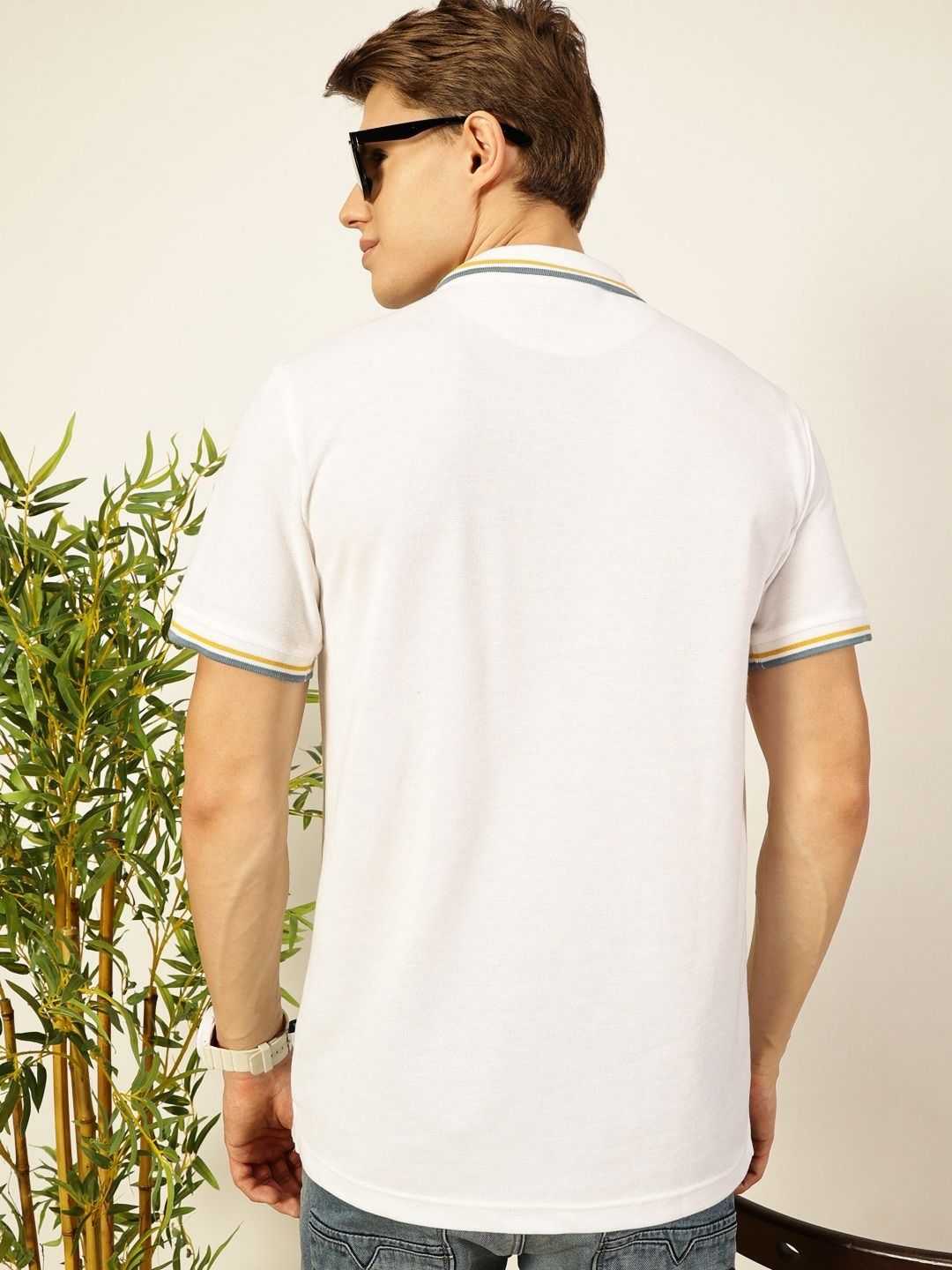 Thomas Scott Men Solid Polo Collar Cotton T-shirt