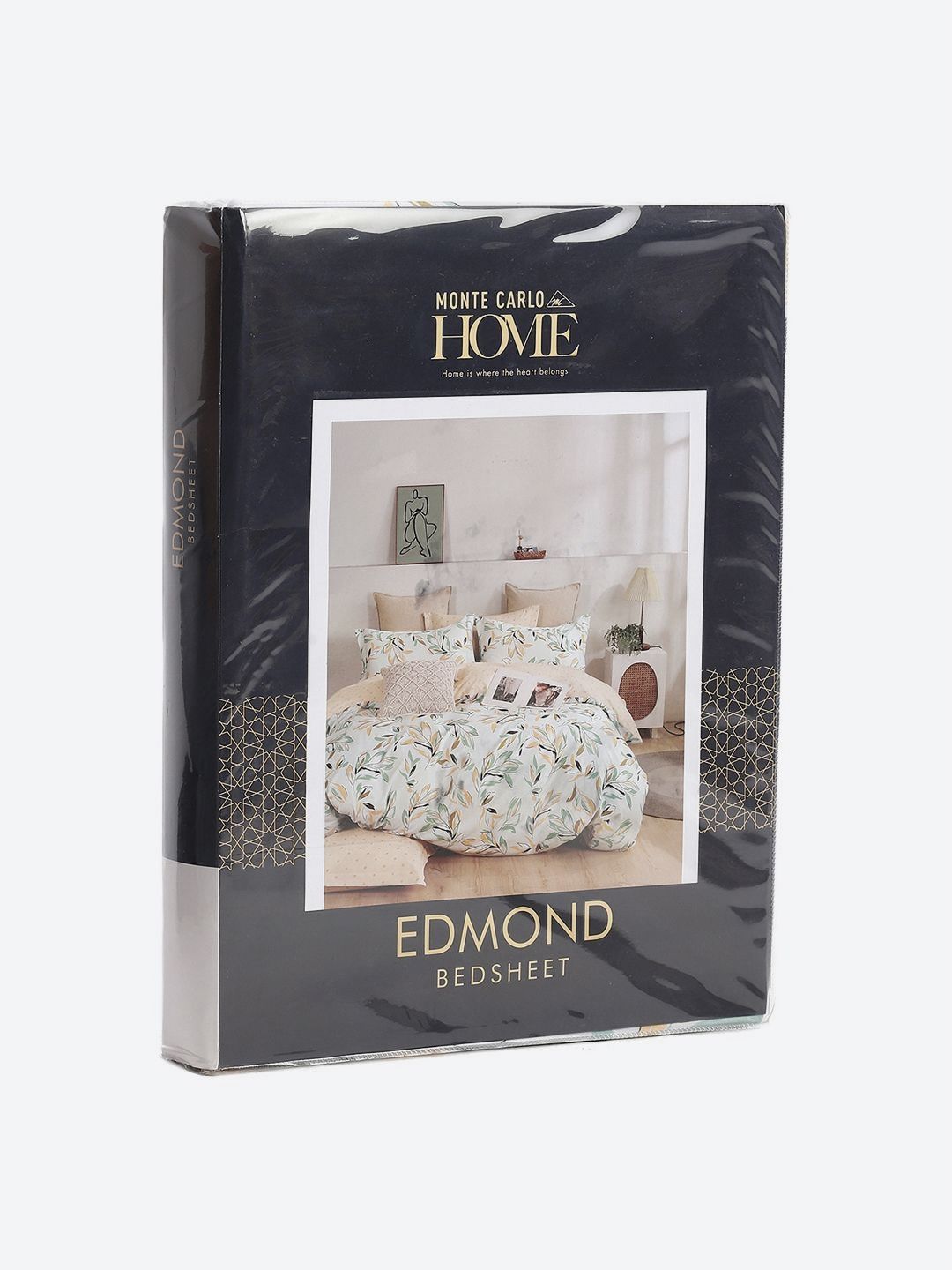 Monte Carlo Edmond White & Grey Ethnic Printed 144 TC King Bedsheet Set 2.70 m x 2.70 m