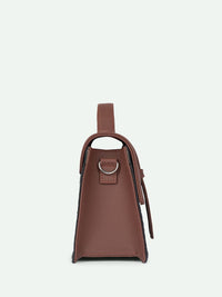 ZOUK Floral Printed Structured Satchel with Cut Work