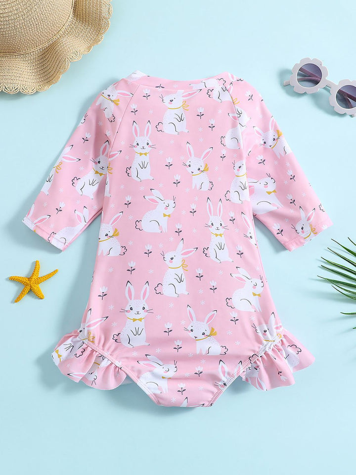 YK Infant Girls Printed Long Sleeve Bodysuit