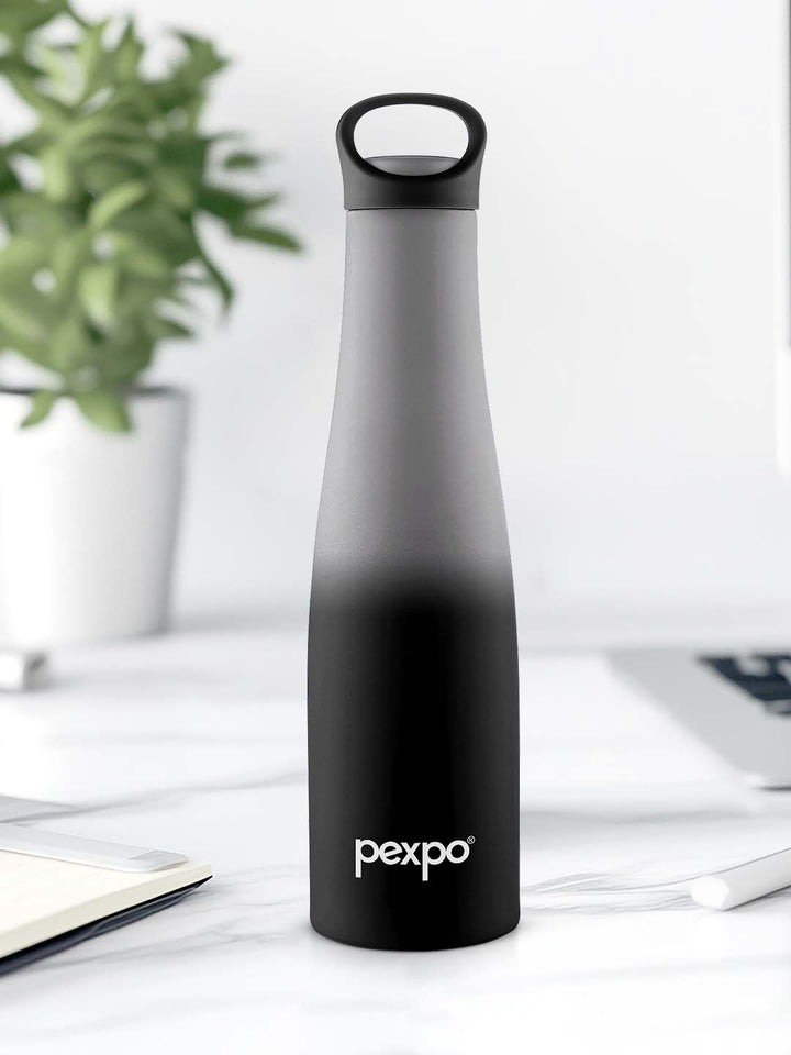 Pexpo Grey & Black Single Stainless Steel Double Wall Vacuum Water Bottle 600ml