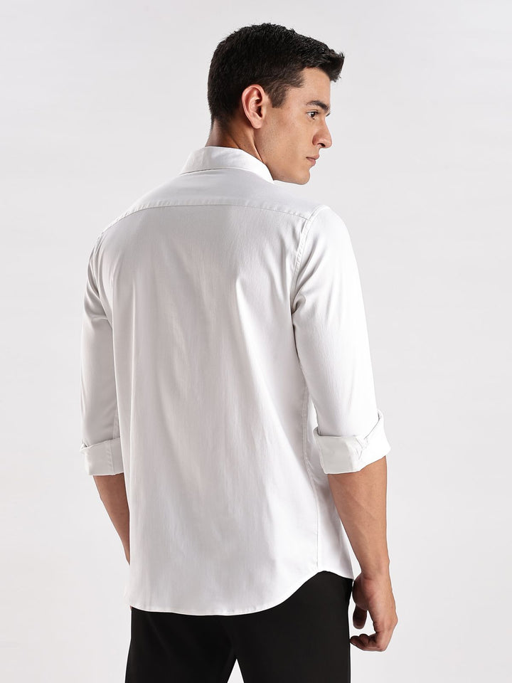 ADRO Men Slim Fit Solid Satin Casual Shirt