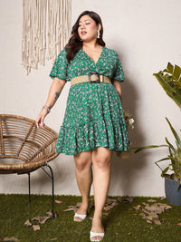 Berrylush Curve Floral Print A-Line Dress
