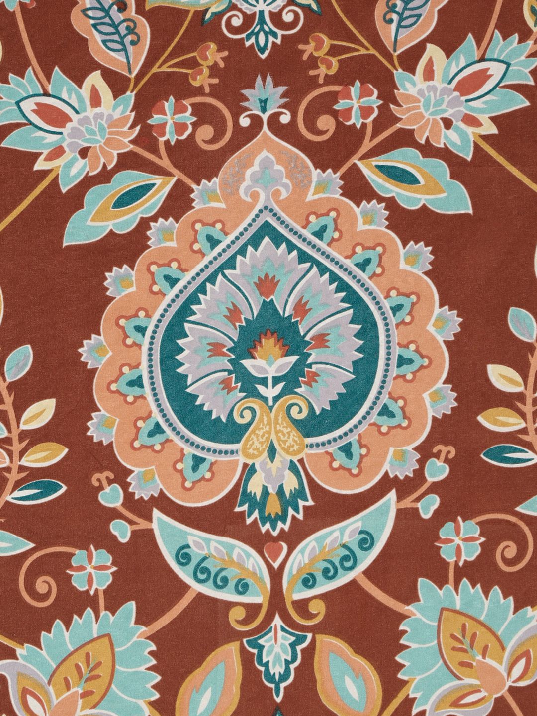 Aura Rust & Blue Printed 300 TC Set Cadar King 2.5 m x 2.25 m