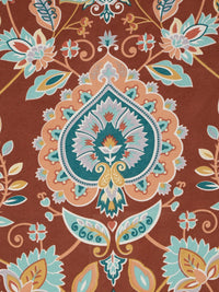 Aura Rust & Blue Printed 300 TC Set Cadar King 2.5 m x 2.25 m