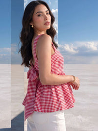 Mamicha Checked Peplum Top