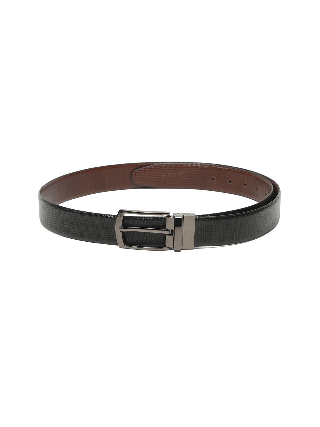 Teakwood Leathers Men Textured Leather Reversible Formal Belt