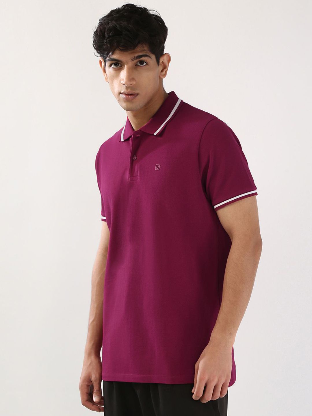Urbano Fashion Men's Wine Solid Regular Fit Half Sleeve Cotton Polo Collar T-Shirt