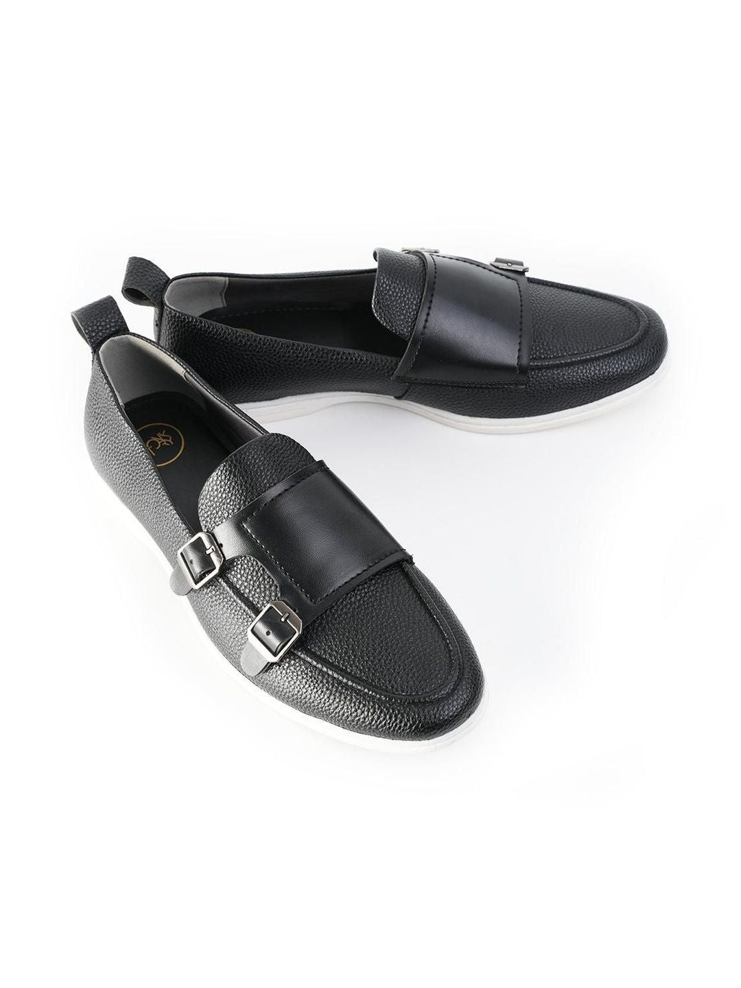 MONKSTORY Yacht Club Double Monk Slip-Ons - Black