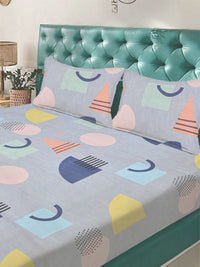 Myntra Elegant Homes Grey Geometric 300 TC Set Cadar Double King-2.5mX2.25m