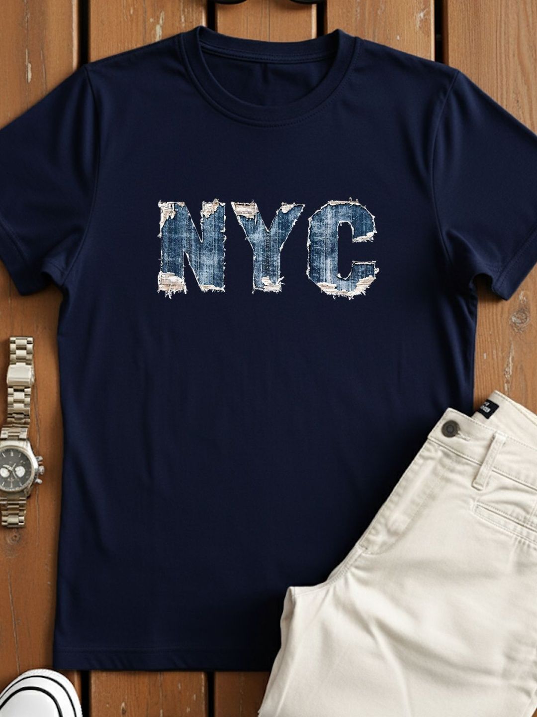 ADRO Typography Printed Round Neck Skin-Friendly Regular Fit T-shirt