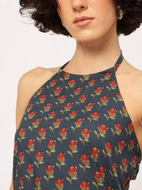 DressBerry Boho Babe Indie Florals Halter Neck Midi Dress with Slit