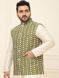 SOJANYA PLUS Jaket Sulam Lelaki Nehru Plus Size