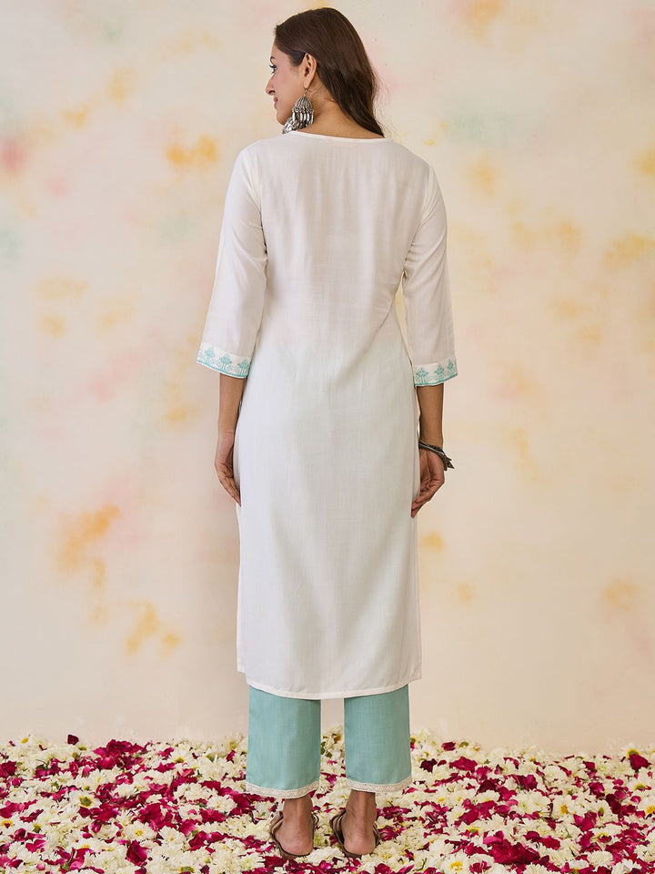 Indo Era Women Ethnic Motifs Embroidered Sequinned Floral Kurta