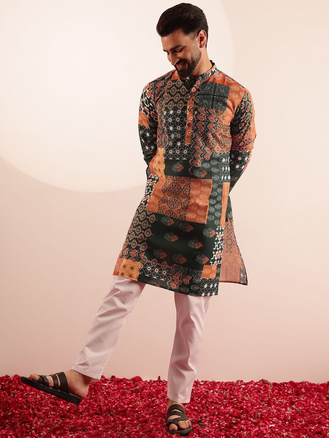 Anouk Men Floral Printed Kurta with Pyjama