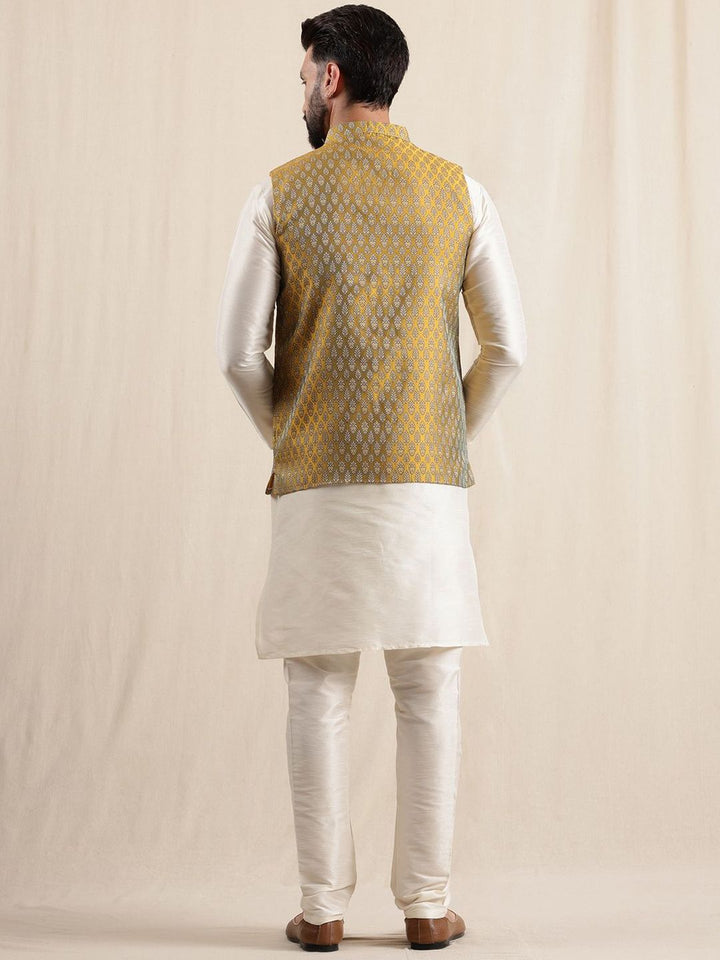 Anouk Men Solid Kurta with Trousers & Nehru Jacket
